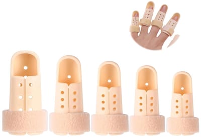 5 stuks vingerspalken + 5 vingerbescherming, elastisch, verstelbare vingerspalk voor wijs-, middelgrote en kleine vingers, comfortabele vingertopbescherming na letsel, herbruikbaar en ademend