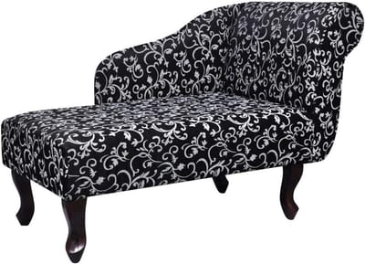 Chesterfield Recamiere - Lounge sofa - Stijlvol Ontspannen - Dikke vulling - 104 x 51 cm - Zwart wit