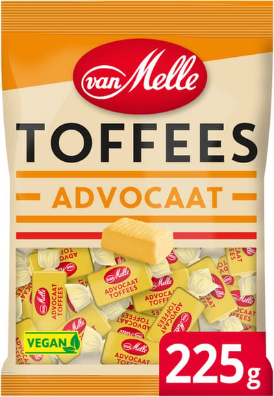 Van Melle Toffee Advocaat Vegan - heerlijke toffee met advocaatsmaak - 12 x 225 gram