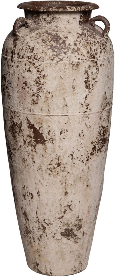 PTMD Robena Cream Ceramic Rough Antique Jar Pot L