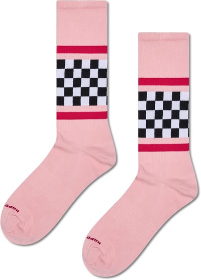 Happy Socks Checked Stripe Sneaker Sock - unisex sokken - roze - Unisex - Maat: 36 - 40
