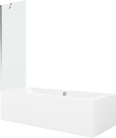 Mexen Cube rechthoekig bad 170 x 80 met ombouw en 1-vleugelig scherm 60 , transparant, chroom - 550517080X9506000001
