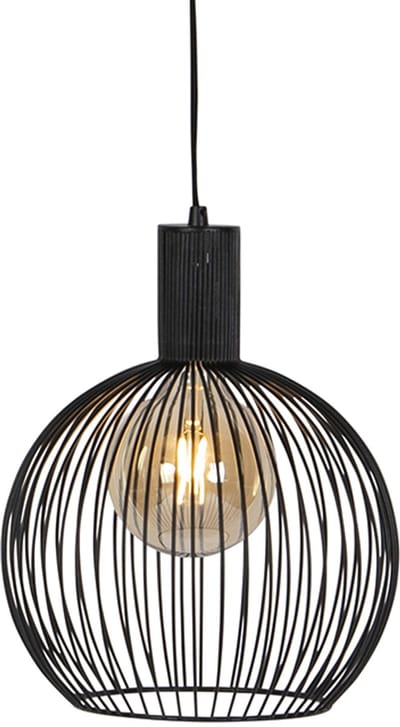 QAZQA wire - Design Hanglamp - 1 lichts - Ø 30 cm - Zwart - Woonkamer | Slaapkamer | Keuken