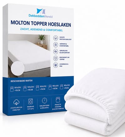 Dekbeddenwereld- Molton Topper Hoeslaken - 140x200+15 cm - Zacht & Ademend - Rondom Elastiek