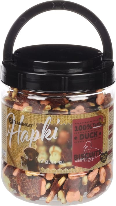Hondensnack - koekjes met eend – hondensnacks – honden snacks – hondensnoepjes – glutenvrij – zonder toegevoegde suikers – 550g bewaaremmer
