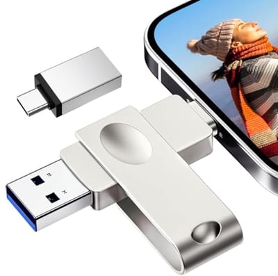 128 GB USB Stick met Type C Adapter - 3 in 1 Geheugenstick voor Foto's en Bestanden