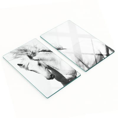 Multifunctionele decoratieve glazen snijplanken voor de keuken, wit paard, 2x30x52 cm