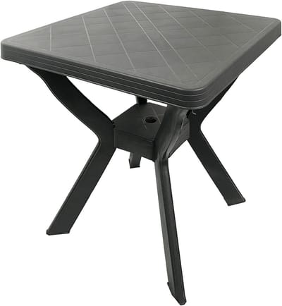 Mojawo Reno Bistrotafel, kunststof, 70 x 70 cm, antraciet, hoekig, balkontafel, tuintafel, terrastafel