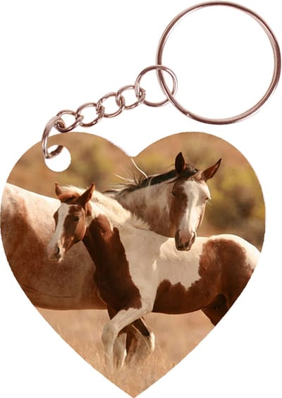 Sleutelhanger hartje 5x5cm - Paarden Paint Merrie met Veulen