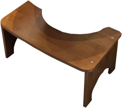 Toiletkruk Hout - Badkamer Voetsteun - Comfortabel Zitten - Verdiept Antislip Ontwerp - 39x16.5x22cm - Bruin