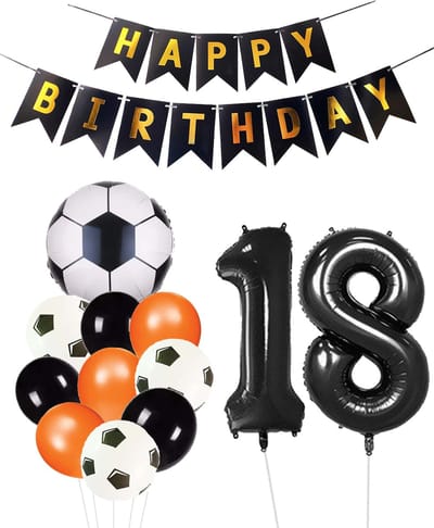 Cijfer Ballon 18 | Snoes Champions Voetbal Plus - Ballonnen Pakket | Oranje en Zwart