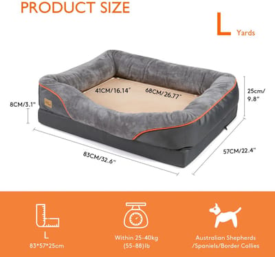 Turold Hondenmand - Hondenkussen - Hondenbed - Hondensofa - Groot Hondenbed L Anti-Allergie Afneembare/Wasbare Hoes Waterdicht