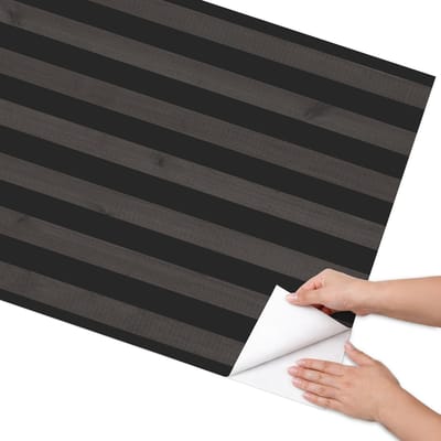 Coloray Meubel Wrap Folie - Zwart Meubelfolie - 75x150 cm - Wrapfolie Keuken Zwarte banden - Decoratiefolie - Minimalist Meubelfolie - Meubel Wrap Folie - Woonkamer decoratie - Achtergronden en patronen