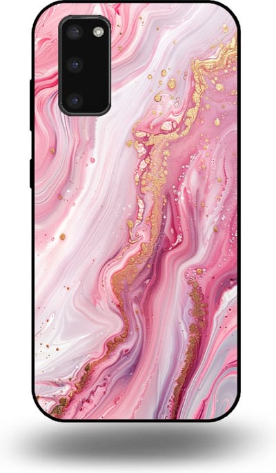 Smartphonica Telefoonhoesje geschikt voor Samsung Galaxy S20 met marmer opdruk - TPU backcover case marble design - Roze geschikt voor Samsung Galaxy S20