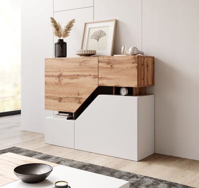 Meubella - Dressoir Canberra - Eiken - Wit - 120 cm