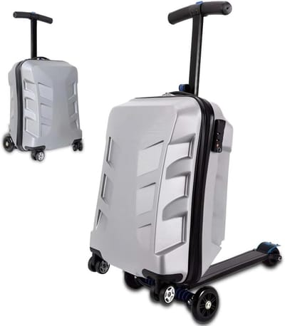 Kinder Scooter Koffer - Reiskoffer met step - Reizen met plezier - 2-in-1 ontwerp - 55 cm - Zilver
