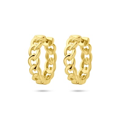 YO&NO - Oorbellen - Zilver verguld - Oorringen - Klap - Schakelmotief - 4.5mm - 18mm - Sieraden vrouw - Zilver 925