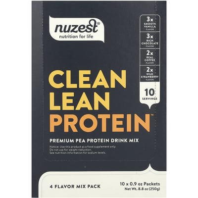 Nuzest, Clean Lean Protein, Assortiments de 4 saveurs, 10 sachets, 0,9 oz (25 grammes) Par paquet