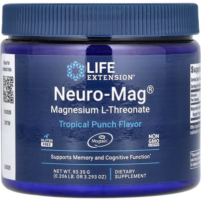 Life Extension - Neuro-Mag® Magnesium L-Threonaat / L-Threonate - Magtein® - 93.35 gram - Poeder - Tropical Punch - Voedingssupplementen