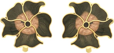 Behave - Oorclips dames - bloemmotief - zwart en bruin - 2 cm