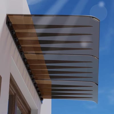 Pelina Gebogen deurluifel voor buiten, weerbestendig, polycarbonaat, 50 x 150 cm, geruisloos, zelfreinigend, bescherming tegen alle weersomstandigheden