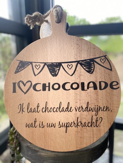 Creaties van Hier - Serveerplank rond - 35 cm - Chocolade