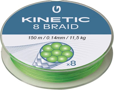 Kinetic 8 Braid - Fluo Green - 150m - 0.14mm - 11.5kg - Gevlochten Lijn - Groen