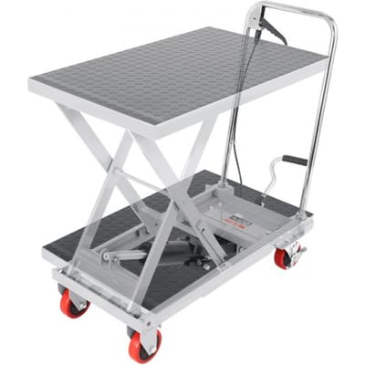 VEVOR Hydraulische schaarheftafel 230 kg Draagvermogen Heftafelwagen 220-720 mm Hefbereik Heftafel Werkplaats 700 x 450 mm Platform Schaarhefwagen Enkele schaar Grijs Fabrieken Magazijnen Supermarkten