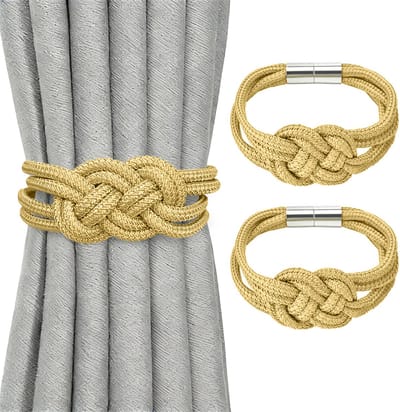 2-pack mini magnetische gordijn strikken - 47 cm lange magnetische gordijn strikken - elegante handgeweven decoratieve gordijnstrikken - geschikt voor gordijnen in huis en op kantoor