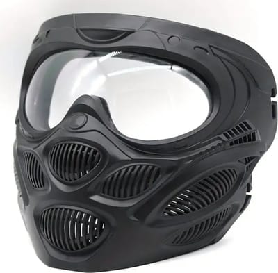 Bovista Airsoft Masker - Paintball - Mask - Tactical Helmet - Helm - Zwart - Helder Visier