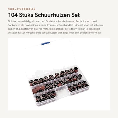 Dailygoods- Schuurhulzen Set van 104 Stuks - Trommelschuurband Kit - Inclusief 4 Doorn Kit - Geschikt voor Diverse Oppervlakken - 2" Diameter - Effectief Verf en Roest Verwijderen - Schuurbanden