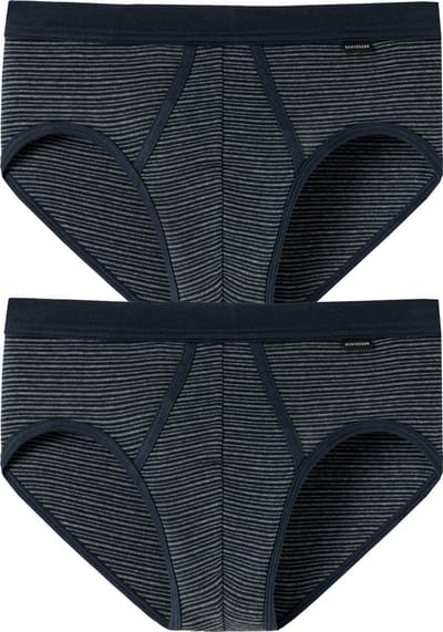 SCHIESSER Original Classics sportslips (2-pack) - Feinripp met gulp - donkerblauw gestreept