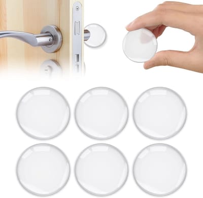 Elastic Buffers voor Deuren en Meubels, 6 Transparante Rubber Voetjes, Antislip Deurbuffers en Bescherming voor Deurgrepen, Zelfklevende Rubber Pads
