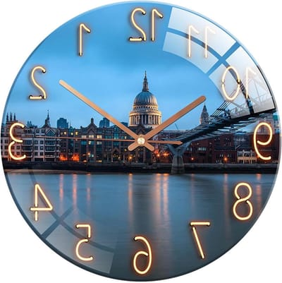Glazen Wandklok - Stille Klok - Woonkamer Decoratie - 4mm Dik Glas - 30 cm - London