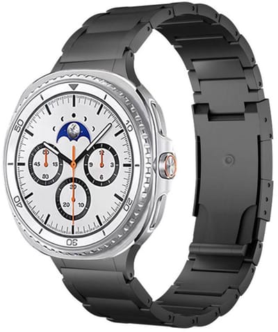 Stalen bandje - RVS - luxe schakelband - geschikt voor Samsung Galaxy Watch 8 (40mm) / Galaxy Watch 8 (44mm) / Galaxy Watch 8 Classic - vlindersluiting - zwart