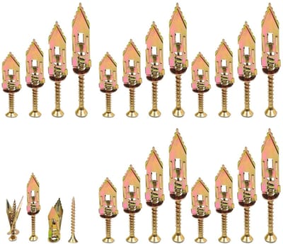 Complete Set van 80 Stuks Zelfborende Schroeven en Pluggen voor Gipsplaten, Inclusief 4 Maten voor het Bevestigen van Spiegels, Foto's en Schilderijen zonder Vooraf Boren