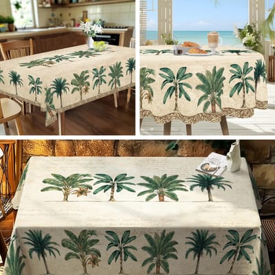Couronne de fleurs du Jour de l'Indépendance Nappe rectangulaire imperméable Fleur étoile rouge bleue Drapeau USA Housse de table pour dîner cuisine 152x220cm