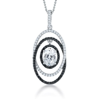 Orphelia ZH-7242 - CHAIN WITH PENDANT OVALS ZIRCONIUM BLACK & WHITE - 925 silver - cubic zirkonia - 45 cm
