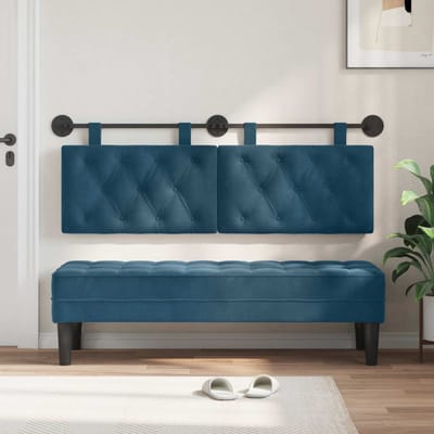 vidaXL - Hangend - hoofdbord - Blauw - Fluweel