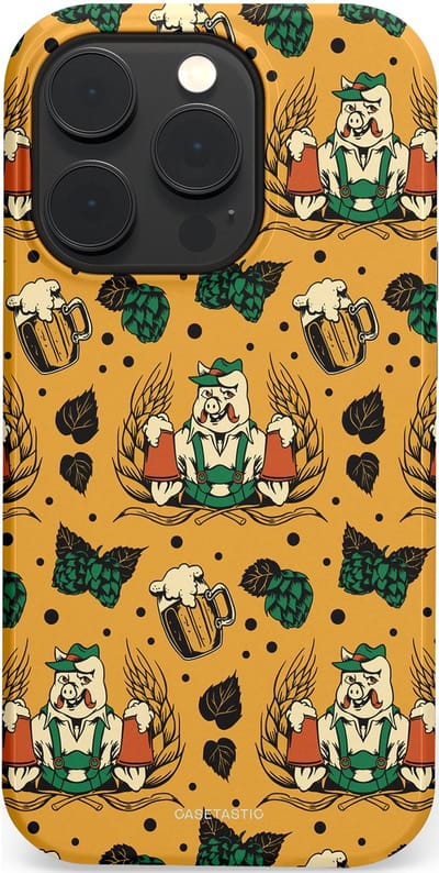 Casetastic hoesje geschikt voor Apple iPhone 14 Pro - MagSafe - Dubbellaagse bescherming - Oktoberpret - Fashion Case - Goud Taupe Donkergroen Donkergrijs