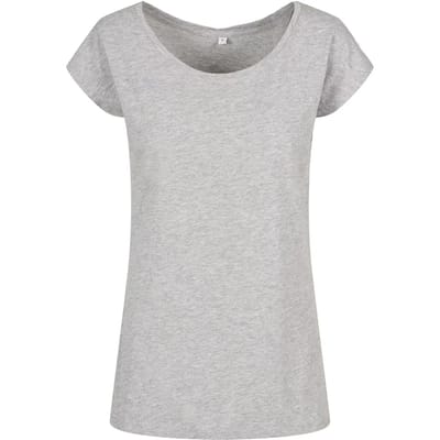 Build your Brand Ladies´ Wide Neck Tee BYBB013 - Heather Grey - XS