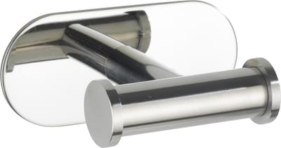WENKO Turbo-Loc® Dubbele Handdoekhaak Orea Duo RVS glanzend - Wandhaak - Handdoekhouder - Bevestigen zonder boren - Zelfklevend - 10 jaar garantie