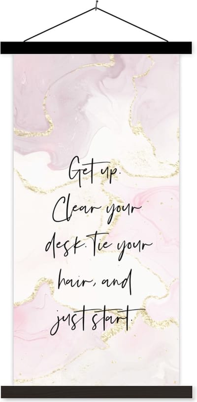 Posterhanger incl. Poster 40x80 cm - Schoolplaat - Quotes - Studenten - Studeren - Motivatie - Leren - Textielposter - Zwarte latten