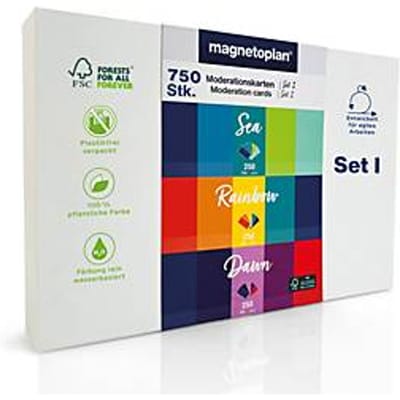 Magnetoplan-presentatiekaartenset 1, 750 stuks, bevat de kleurenseries Sea/Dawn/Rainbow, rechthoekig, beschrijfbaar, B 200 x H 100 mm, gekleurd