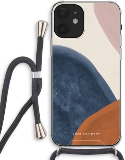 Case Company® - Hoesje met koord geschikt voor iPhone 12 hoesje met Koord - Geo #1 - Telefoonhoesje met Zwart Koord - Bescherming aan alle Kanten en Over de Schermrand