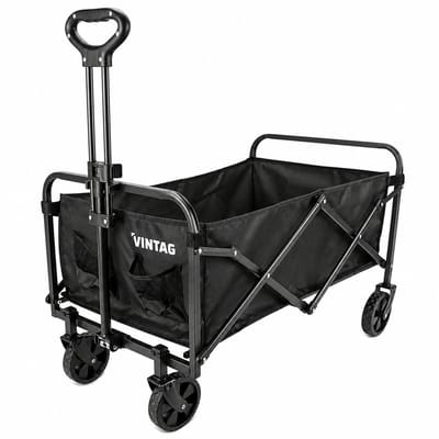 Bolderkar - Bolderkar Opvouwbaar - 90 KG Laadvermogen - Staal - Opvouwbaar - Polyester - 65 x 40 x 24 - Festival/Strand/Camping Bolderkar - Draaibare Wielen