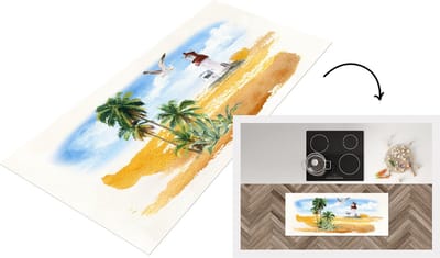 Keukenloper - Loper keuken - Vuurtoren - Palm - Vogel - Strand - 120x50 cm - Keukenloper vinyl