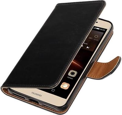 Zakelijke Book Case Telefoonhoesje Geschikt voor de Huawei Y5 II - Portemonnee Hoesje - Pasjeshouder Wallet Case - Zwart