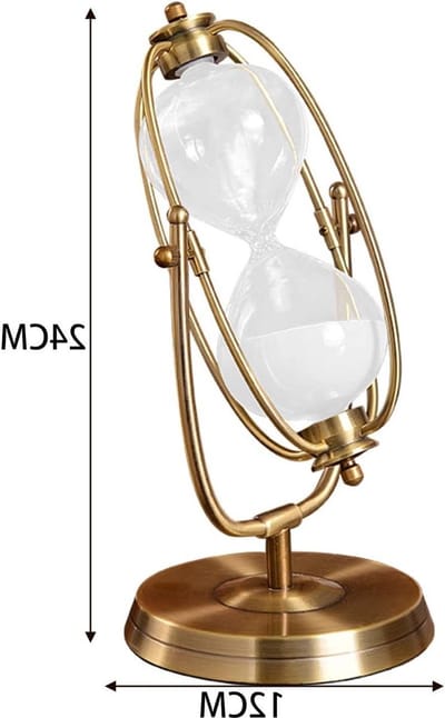 Zandloper - Tijdklok - Decoratie Tijdmeting - Metalen Zijsteunen - 31.5 x 15 cm - Goud