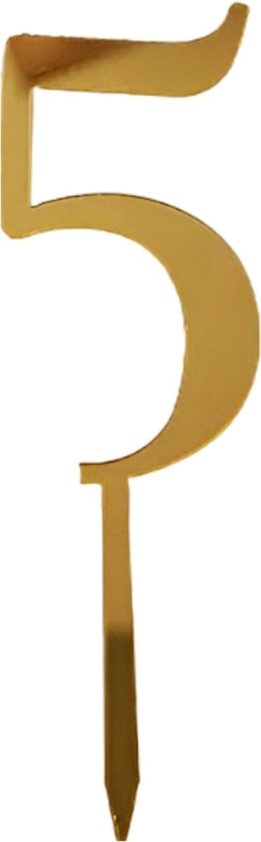Cake Topper Cijfer 5 - Goud - 1 Stuk - Taarttopper - Taartdecoratie - Taartversiering